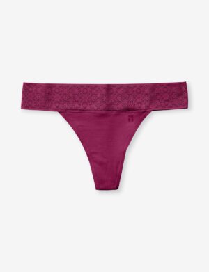 Women's Cool Cotton Thong, Lace Waist
