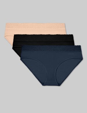 Women's Second Skin Brief, Lace Waist (3-Pack)