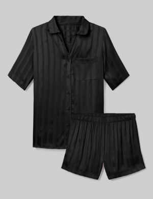 Women's Satin Jacquard Pajama Top & Short Set