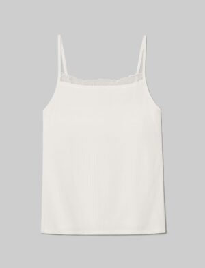 Women's Second Skin Luxe Rib Lace Cami