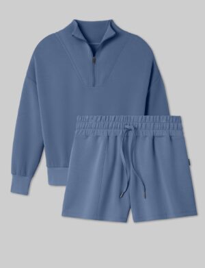 Women's Luxe Traveler Knit Quarter Zip & Short Set